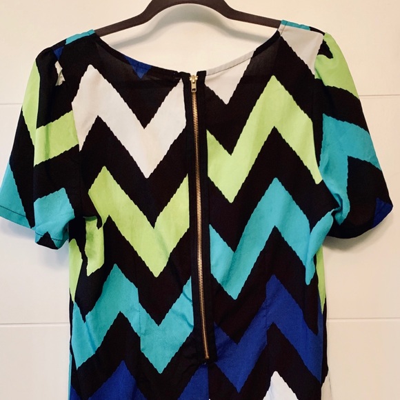 Liberty Love Blue, Black, White & Green Dress | L - Picture 4 of 4